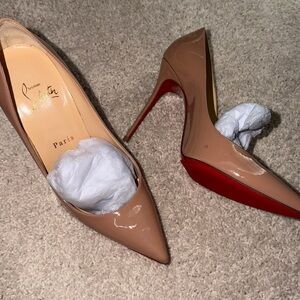 Christian Louboutin Patent Nude Pumps with Red Sole
